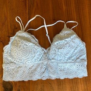 Aerie Light Blue Strappy Lace Bralette M